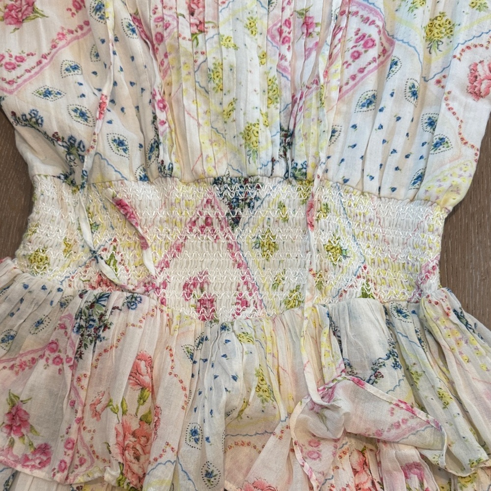 LoveShackFancy Multicolor Floral Ruffle Dress - Picture 2 of 10